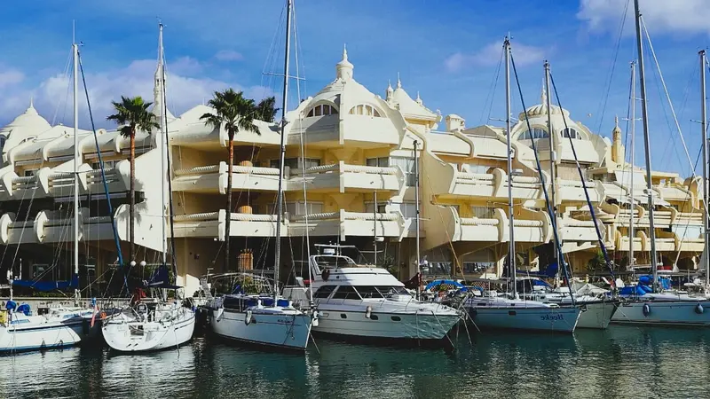 Moorish towers line Benalmadena Puerto Marina